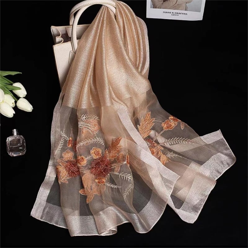 Șal din acril cu mărgele și broderie, țesut, lungime medie, pentru primăvară și toamnă, origine Hangzhou, 81-95% acrilic