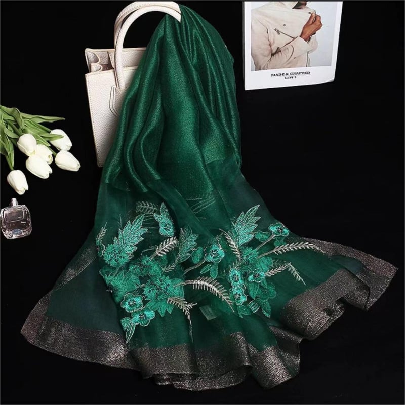 Șal din acril cu mărgele și broderie, țesut, lungime medie, pentru primăvară și toamnă, origine Hangzhou, 81-95% acrilic