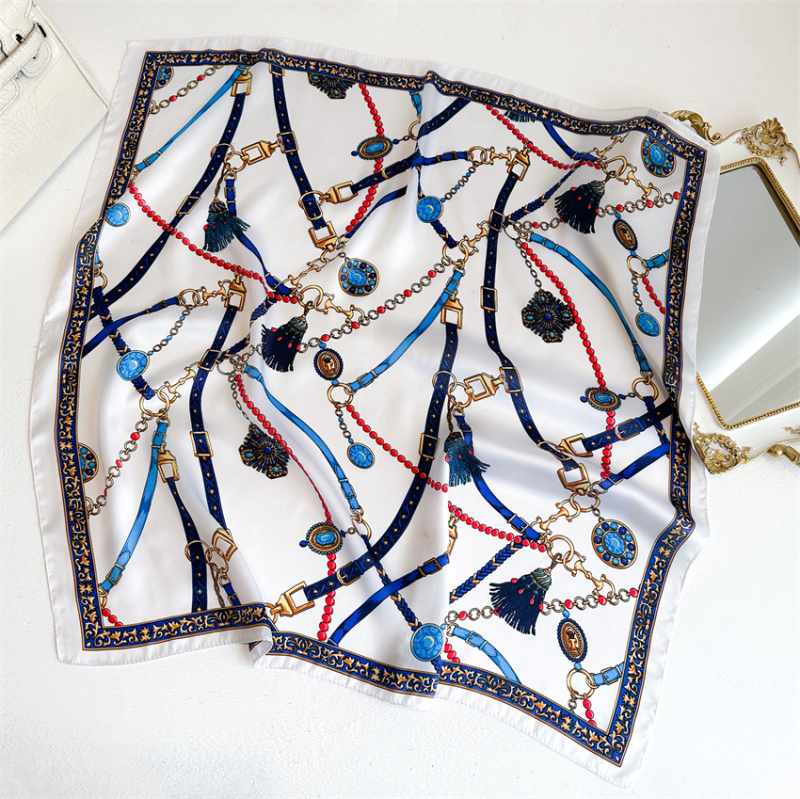 Ispisani poliester kvadratni šal - ravna tkanina, ljeto, dekorativna zaštita od sunca, lagani luksuz stil