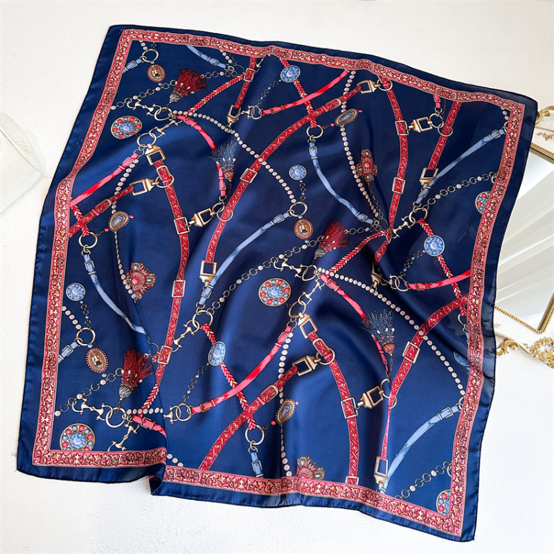 Ispisani poliester kvadratni šal - ravna tkanina, ljeto, dekorativna zaštita od sunca, lagani luksuz stil