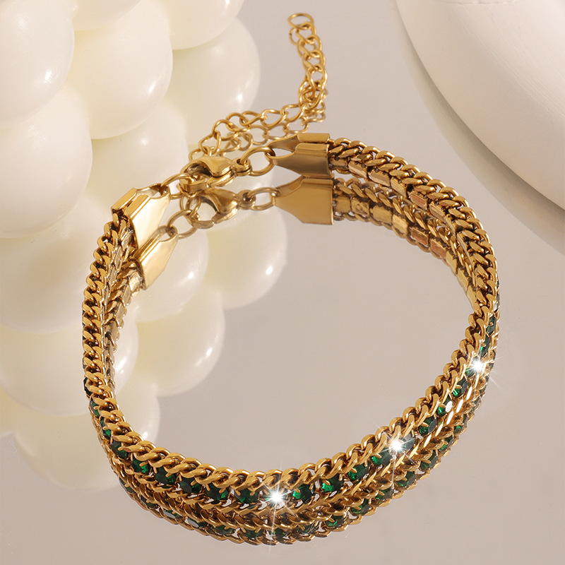 Стилна дамска гривна от неръждаема стомана, геометричен дизайн, диамантна обработка, марка Deyan Jewelry, 7.5 g