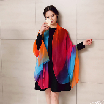 Női gradiens sál chiffonból, könnyű, twill szövés, dekoratív nyomtatás