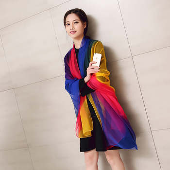 Női gradiens sál chiffonból, könnyű, twill szövés, dekoratív nyomtatás