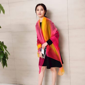 Női gradiens sál chiffonból, könnyű, twill szövés, dekoratív nyomtatás