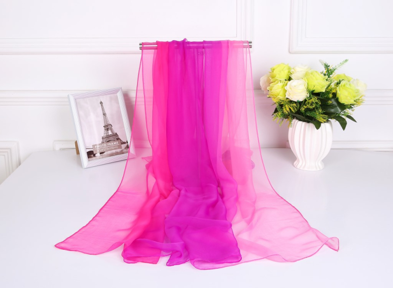 Női gradiens sál chiffonból, könnyű, twill szövés, dekoratív nyomtatás