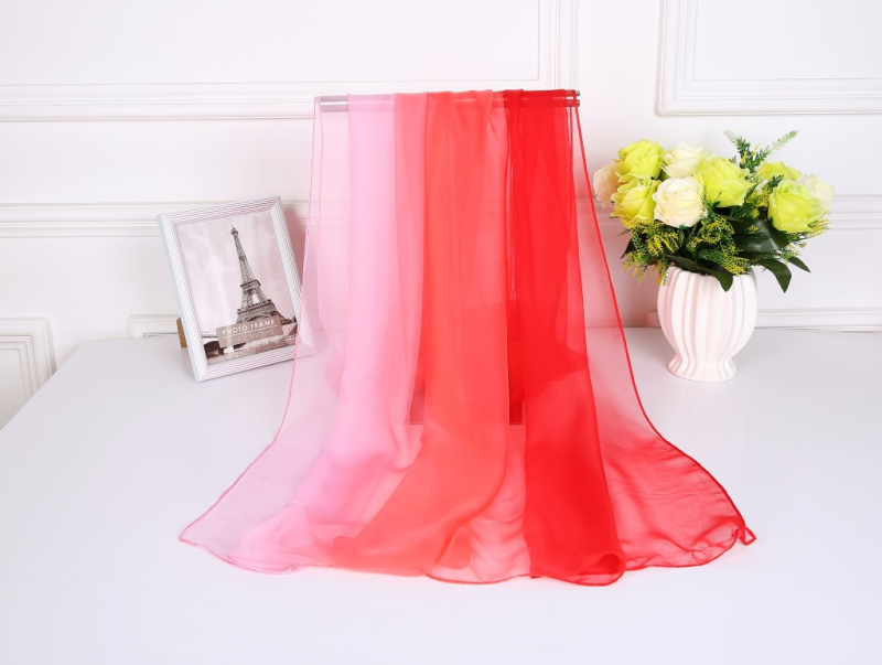 Női gradiens sál chiffonból, könnyű, twill szövés, dekoratív nyomtatás