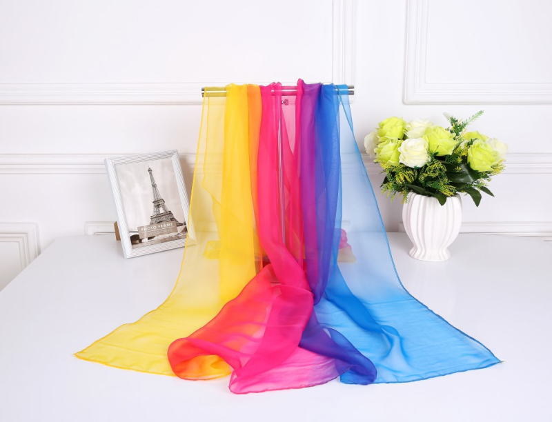 Női gradiens sál chiffonból, könnyű, twill szövés, dekoratív nyomtatás