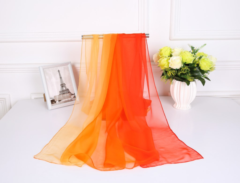 Női gradiens sál chiffonból, könnyű, twill szövés, dekoratív nyomtatás