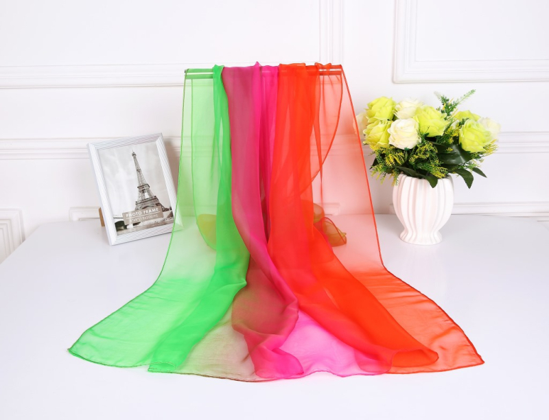 Női gradiens sál chiffonból, könnyű, twill szövés, dekoratív nyomtatás