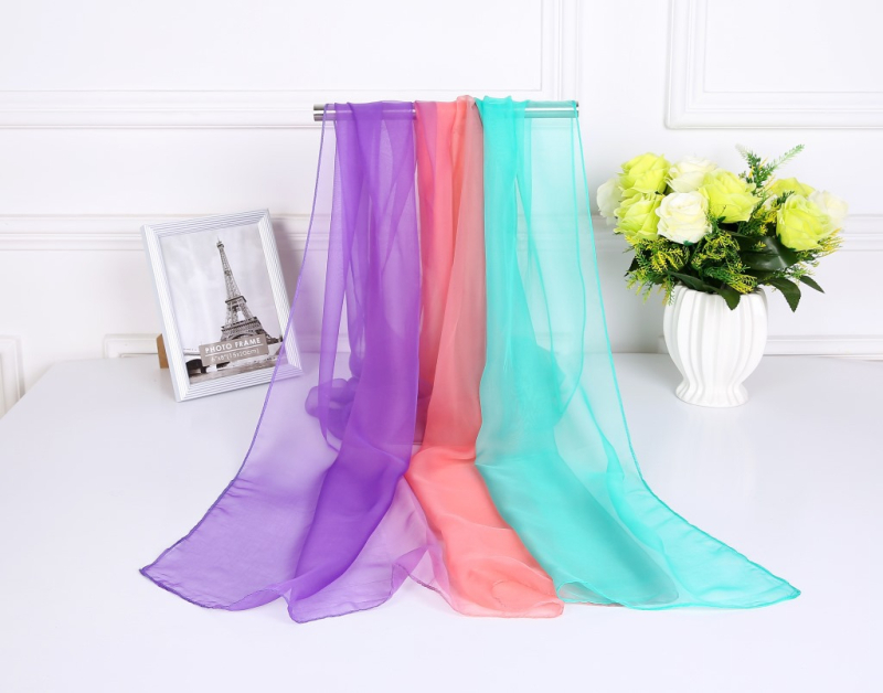 Női gradiens sál chiffonból, könnyű, twill szövés, dekoratív nyomtatás