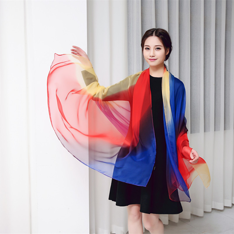 Női gradiens sál chiffonból, könnyű, twill szövés, dekoratív nyomtatás