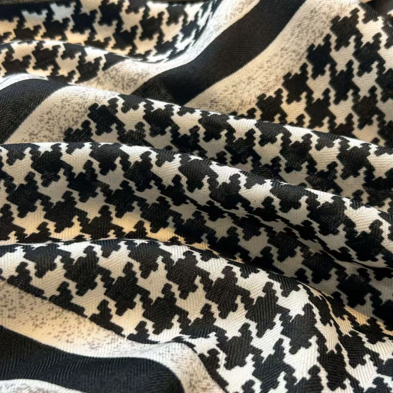 Korejskog stila kvadratni šal s uzorkom houndstooth, sintetička svila, jednostavno pletenje, modni svakodnevni dodatak