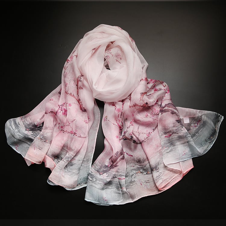 Копринен шал от Ханчжоу, 100% коприна, плоско преплитане, лято