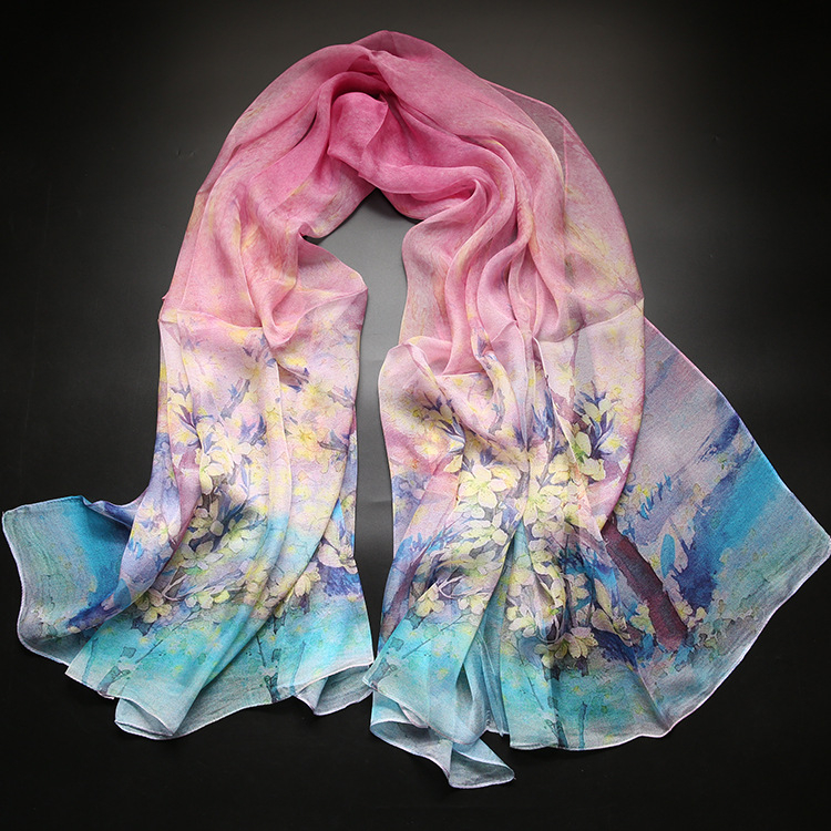 Копринен шал от Ханчжоу, 100% коприна, плоско преплитане, лято