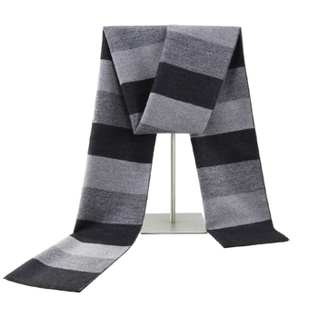 Muški šal s prugama, jacquard od imitacije kašmira, mješavina viskoze i poliestera, održava toplinu zimi.