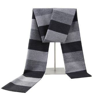 Muški šal s prugama, jacquard od imitacije kašmira, mješavina viskoze i poliestera, održava toplinu zimi.