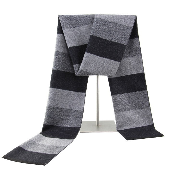 Muški šal s prugama, jacquard od imitacije kašmira, mješavina viskoze i poliestera, održava toplinu zimi.