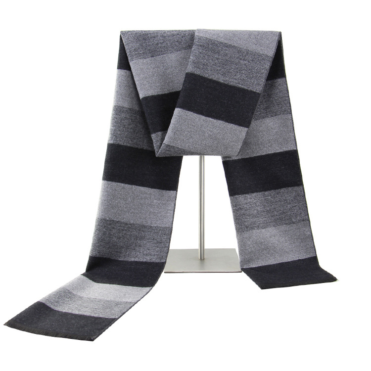 Muški šal s prugama, jacquard od imitacije kašmira, mješavina viskoze i poliestera, održava toplinu zimi.