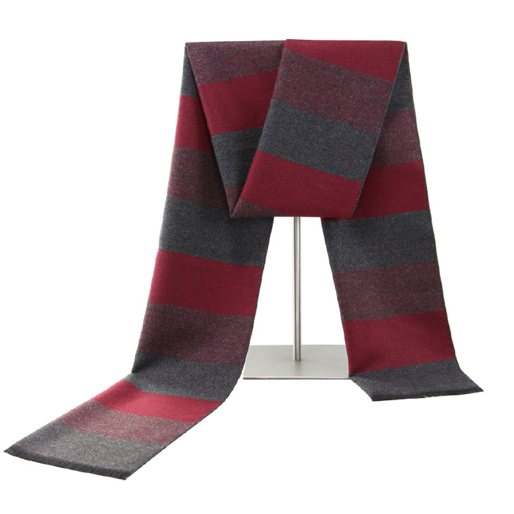 Muški šal s prugama, jacquard od imitacije kašmira, mješavina viskoze i poliestera, održava toplinu zimi.