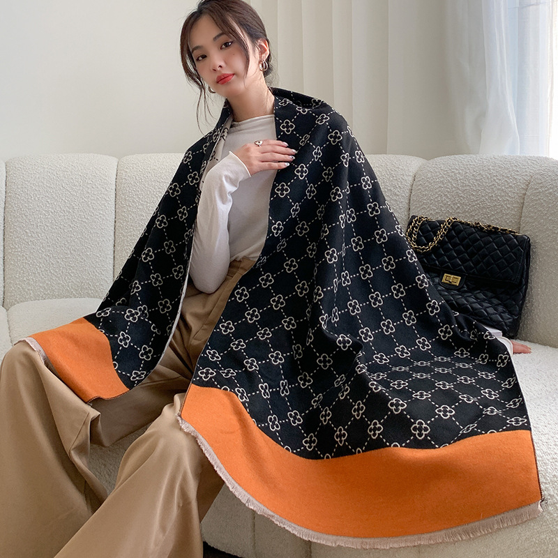 Női sál viszkózból, warp knitting szövésű, melegen tart, téli stílus: irodai, elegáns, univerzális