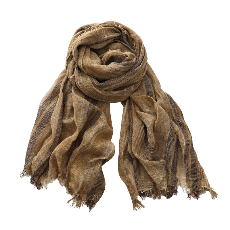 Vintage umjetnički šal od pamuka i lana, unisex, jednostavno pletenje, topao, četiri godišnja doba