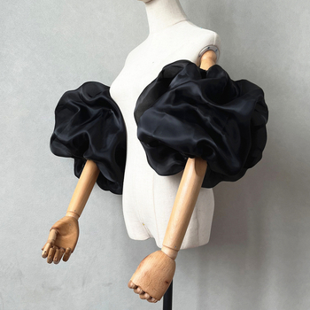 Menyasszonyi organza puffos ujjas kiegészítő menyasszonyi ruhához, váll nélküli, varrás nélküli, koreai portréfotózás, V74