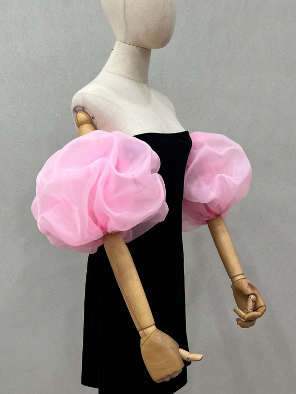 Menyasszonyi organza puffos ujjas kiegészítő menyasszonyi ruhához, váll nélküli, varrás nélküli, koreai portréfotózás, V74