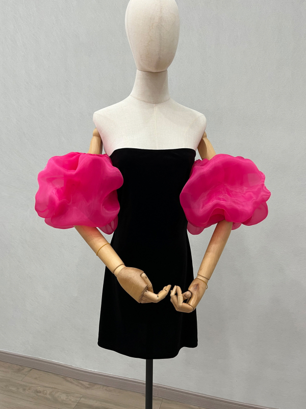 Menyasszonyi organza puffos ujjas kiegészítő menyasszonyi ruhához, váll nélküli, varrás nélküli, koreai portréfotózás, V74