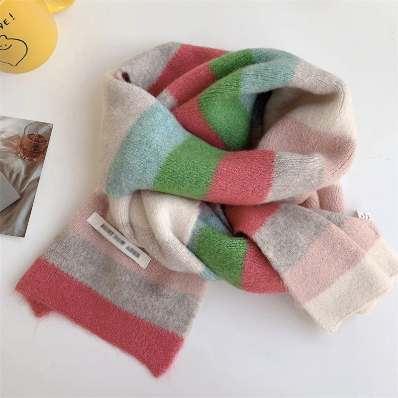 Ženski prugasti šal, warp-knit, topao zimi, imitacija kašmira, akril