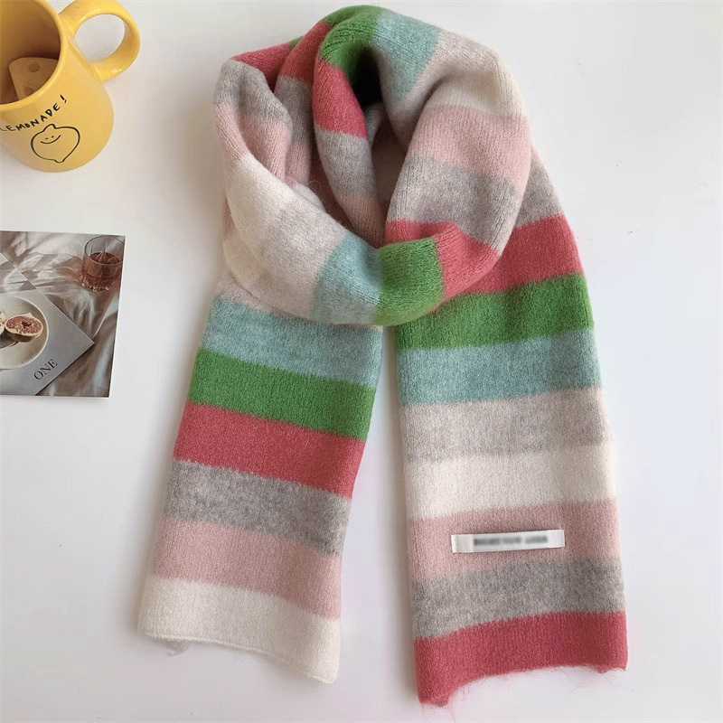 Ženski prugasti šal, warp-knit, topao zimi, imitacija kašmira, akril