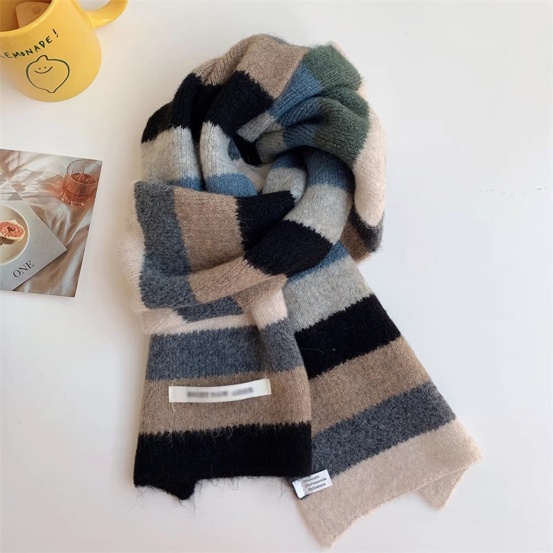 Ženski prugasti šal, warp-knit, topao zimi, imitacija kašmira, akril