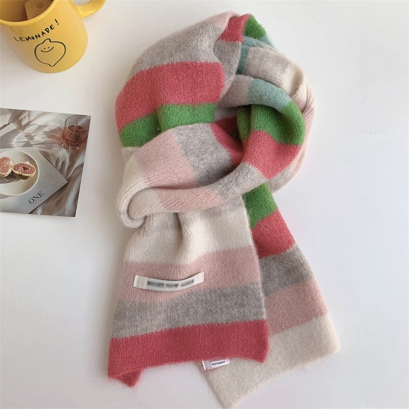 Ženski prugasti šal, warp-knit, topao zimi, imitacija kašmira, akril