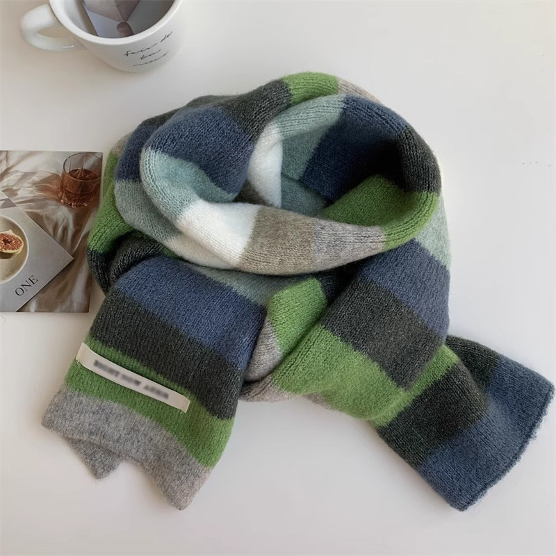 Ženski prugasti šal, warp-knit, topao zimi, imitacija kašmira, akril