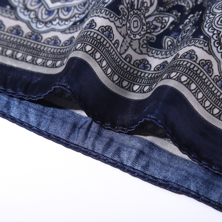 Șal pătrat din satin cu imprimeu cashew, tricotat warp-knit, cald și protecție solară, modă primăvară-toamnă