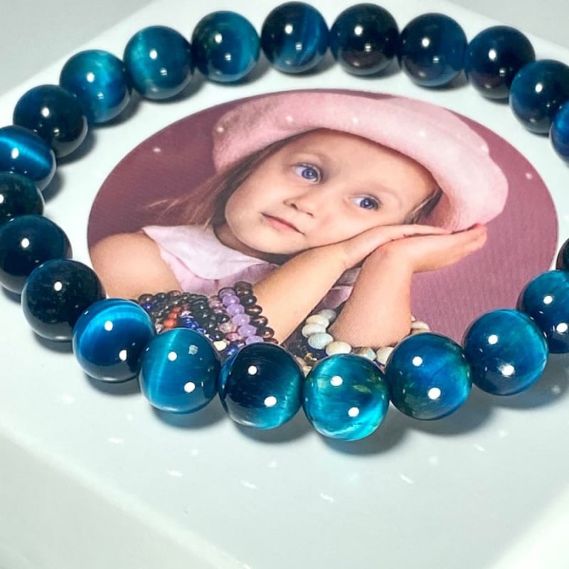 Ručno izrađena unisex narukvica od tigrovog oka, 5A, plavo safirne boje