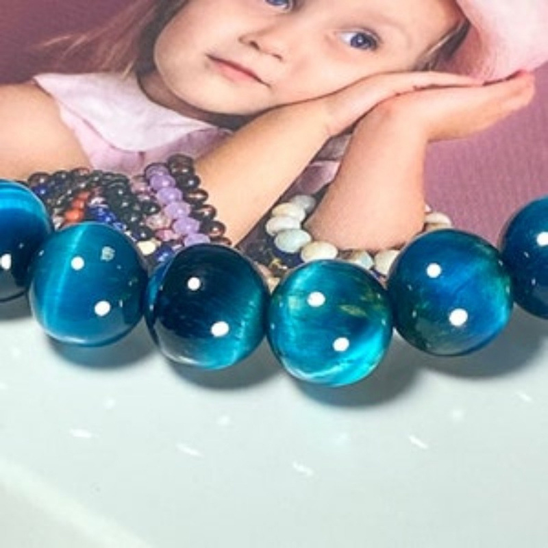 Ručno izrađena unisex narukvica od tigrovog oka, 5A, plavo safirne boje