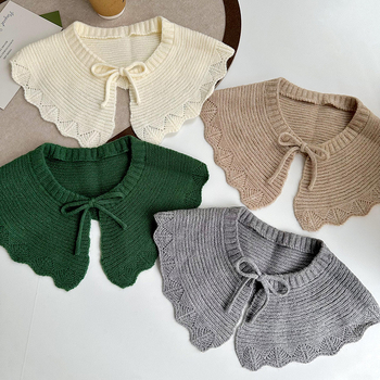 Șal tricotat cu volane și șnur, guler păpușă decorativ, guler fals pentru femei, stil Japonez-Coreean