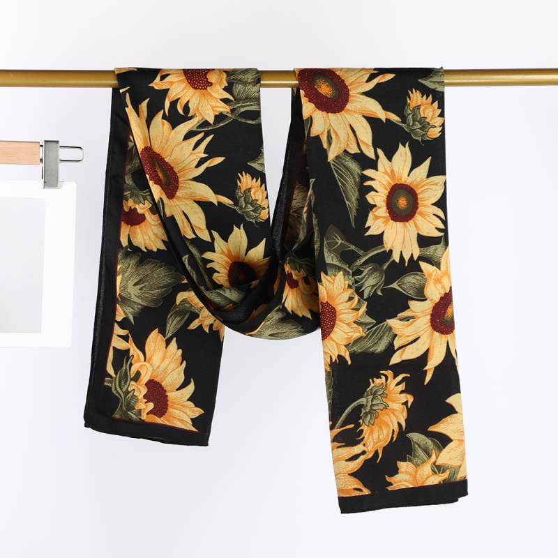 Šal s motivom suncokreta u stilu uljne slike, poliestersko-bavlna, warp knitting, topao i zaštita od sunca, podrijetlo Jinhua