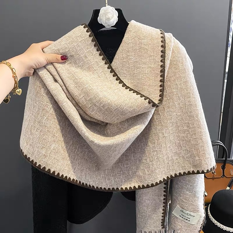 Șal feminin din imitatie de cașmir, cald pentru toamnă iarnă, stil coreean, design lung, țesătură plată