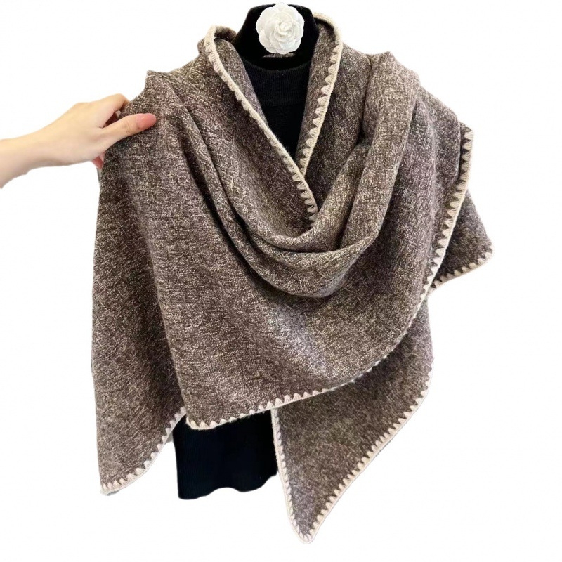 Șal feminin din imitatie de cașmir, cald pentru toamnă iarnă, stil coreean, design lung, țesătură plată