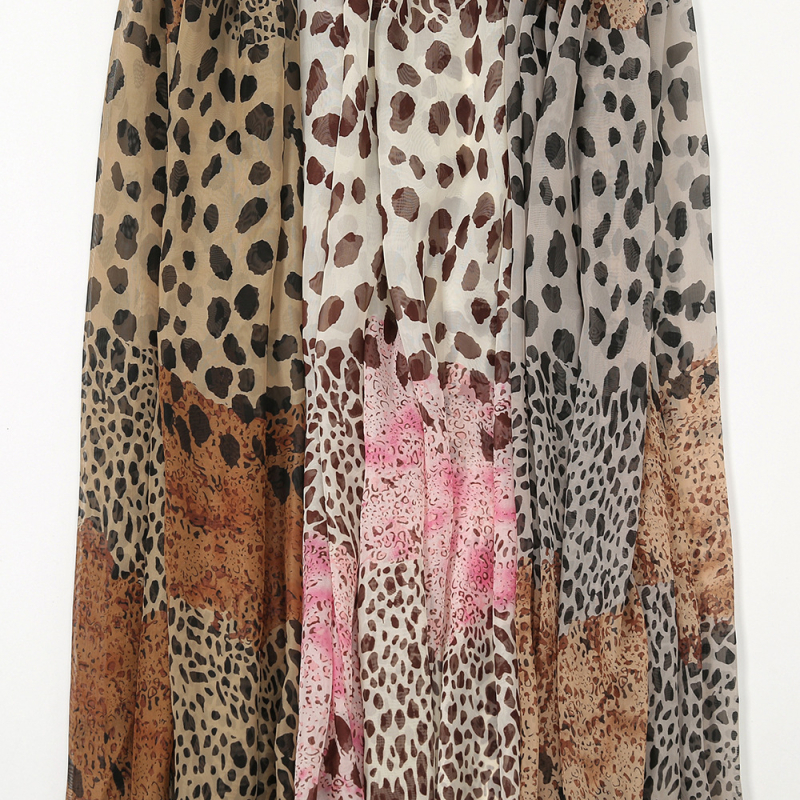 Φουλάρι chiffon με λεοπάρ σχέδιο, πολυεστερικό, καλοκαιρινό αξεσουάρ από LMLAVEN, Hangzhou προέλευση