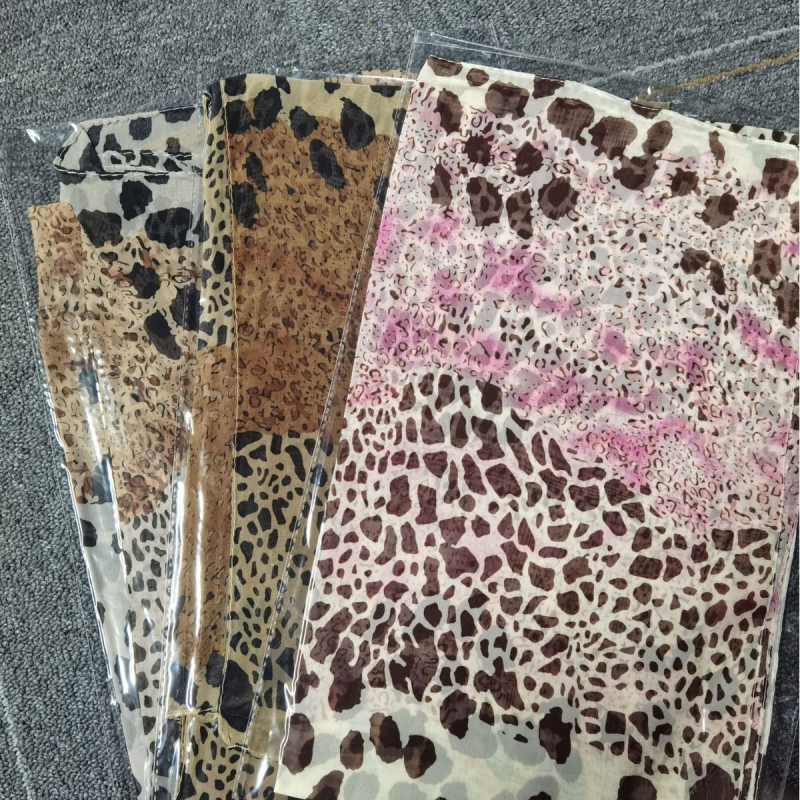 Φουλάρι chiffon με λεοπάρ σχέδιο, πολυεστερικό, καλοκαιρινό αξεσουάρ από LMLAVEN, Hangzhou προέλευση