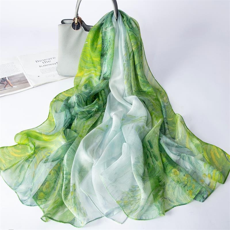 Mulberry-selyem sál, négyzet alakú, egyszerű szövés, virágos mintás, 2024 tavasz