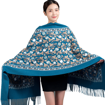 Šal od imitacije kašmira, mješavina pamuka i poliester 71–80% i 21–30%, warp-knit twill tkanina, održava toplinu zimi, kineski etnički stil