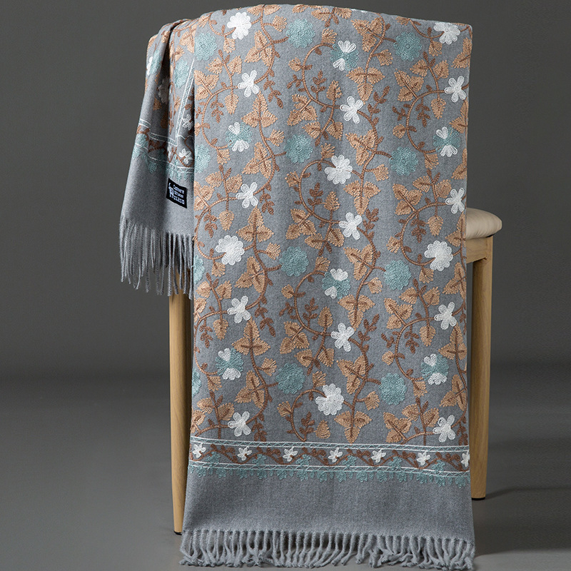Šal od imitacije kašmira, mješavina pamuka i poliester 71–80% i 21–30%, warp-knit twill tkanina, održava toplinu zimi, kineski etnički stil