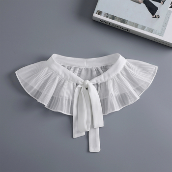 Női chiffon kendő-köpeny nyári napvédelemmel, díszes hamis gallérral és masni részlettel