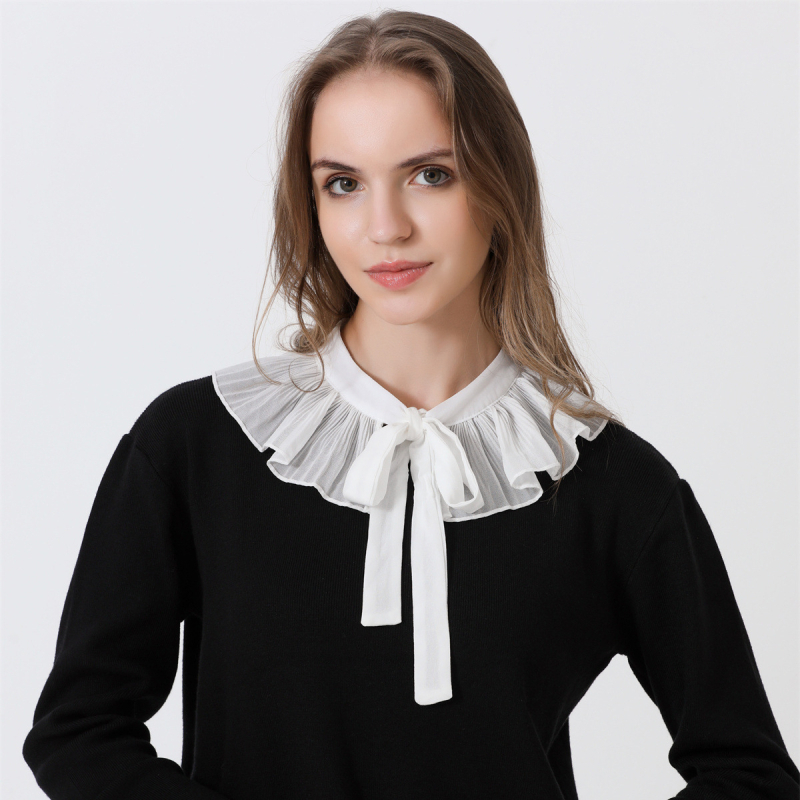 Női chiffon kendő-köpeny nyári napvédelemmel, díszes hamis gallérral és masni részlettel