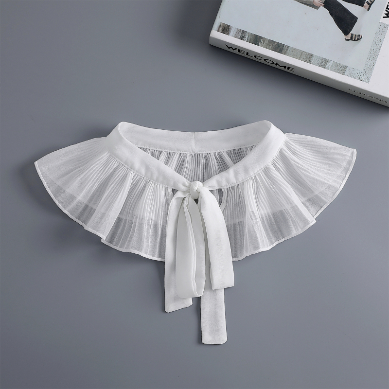 Női chiffon kendő-köpeny nyári napvédelemmel, díszes hamis gallérral és masni részlettel