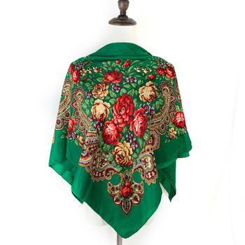 Virágmintás kendő, poliészter, warp kötés, Xinjiang négyszögletes retró stílus, nyomtatott