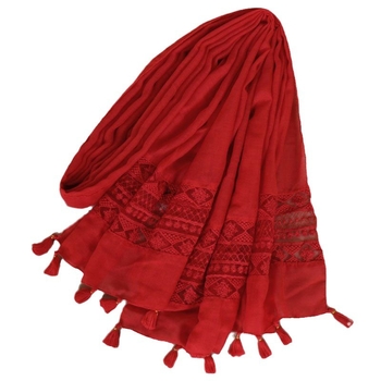 Ženski šal s čipkom i resicama, pamuk i lan smjesa, ravna tkanina, patchwork, BS529, dugi stil princeze